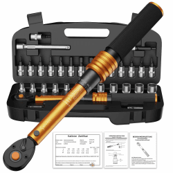 Drehmomentschlüssel Fahrrad 1/4 Zoll, 3-25 Nm, ±3% Fehlergenauigkeit, 72 Zähne Ratsche, 33TLG Torque Wrench Set für Motorrad und Bike