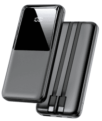 Power Bank 26800mAh, Tragbares Ladegerät mit 3 Anschlüssen & 2 integrierten Kabeln, USB C Schnellladung Powerbank Externer Akku Kompatibel mit iPhone 16 15 14 13 Samsung Galaxy, Schwarz