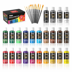 🎨 ABEIER Acrylfarben Set mit 24 Farben & 12 Pinseln 🖌️