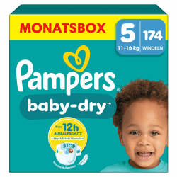 👶 Pampers Baby-Dry Größe 5, 174 Windeln - Bis zu 100% Auslaufschutz & Komfort 🌙