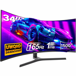 Gawfolk 34 Zoll Ultrawide Curved Gaming Monitor 165Hz, 1500R PC Bildschirm UWQHD (3440x1440)