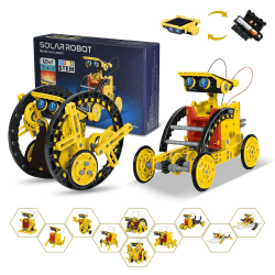 Solar Roboter Spielzeug ab 8 Jahre,OMWay 12-in-1 STEM Experimente für Kinder Alter 9 10 11 12,Konstruktionsspielzeug Bausatz,Geschenke Spielzeug für 13 14 Jährige Junge Mädchen Gelb 🌞🤖