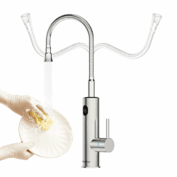 Briwellna Edelstahl-elektrischer Wasserhahn mit Digitalanzeige, 220V Wasserhahn mit Durchlauferhitzung