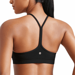 CRZ YOGA Damen Butterluxe Racerback Sport BH Gepolstert Ohne Bügel Y-Rücken Yoga Bra Sommer Atmungsaktiv Spaghetti Top M Schwarz 🌟🧘‍♀️