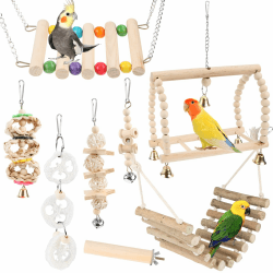 🦜🎉 8 Stück Naturholz Lovebird Spielzeug für alle Papageien 🎈🌿