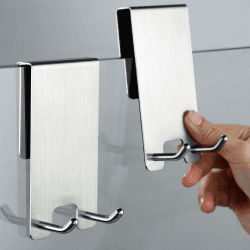Kegii Haken Duschwand - Duschhaken ohne Bohren 2er Set mit Gummi Schutz | Halterung für Duschabzieher Handtücher | für Glasstärken von 6-12 mm 2 pcs Silber 🚿🛁🛠️