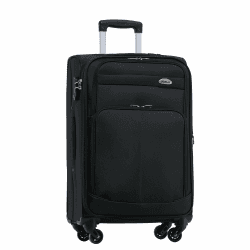 🧳🔒 BEIBYE Leichter Stoffkoffer Kofferset Trolley mit Zahlenschloss (Schwarz, L-Mittlerer Koffer-64cm)