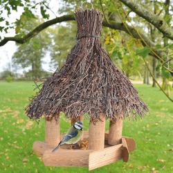 🐦🏡 Zooprinz Vogelhaus zum Aufhängen mit Schutzdach - Braun