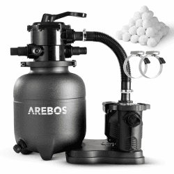 Arebos Sandfilteranlage mit Pumpe | Schwarz | 350W | 10.000 L/h