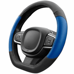 Upgrade4cars D-Form Lenkradbezug in Blau | Lenkradschoner Universal | Lenkradhülle für Sommer & Winter