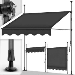 🌞 tillvex Klemmmarkise mit Handkurbel Balkon 🏡 | Balkonmarkise ohne Bohren | Markise UV-beständig & höhenverstellbar | Sonnenschutz wasserdicht ☔️ (Anthrazit, 150cm) 150cm Anthrazit 🌂