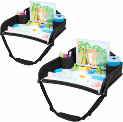 🚗 INFANZIA Reisetisch Kindersitz Spiel für Kinder 🎨 - Knietablett Zeichenbrett mit Pinsel, Tragbar Tablett, Kindersitz Rücksitz für Auto Zug Reisen - Unterstützung, Faltbarer Organizer, Schwarz (2er Set) Schwarz-2er Set