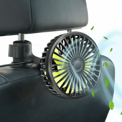 Qidoe Auto USB Ventilator Rücksitz: 360° KFZ Kühlventilator 3-Gang mini Lüfter 🌬️