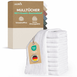 Laleni Spucktücher Baby 10er Set 🌟 100% Baumwolle - Schadstofffrei - Saugstark - Waschmaschinenfest