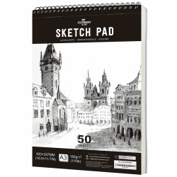 STATIONERY ISLAND Skizzenbuch A3 Zeichenblock 180 g/m² - Spiralgebunden