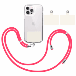 TBOC Band Handykette Schlüsselband Kette Handyschnur [Rosa Fluor] + 2 [Weiß Ice] Zusätzliche Befestigungspatches Aufhängen Nacken Universal Handy - Pad Handyband Patch Karabiner Hülle Lanyard 📱🔑