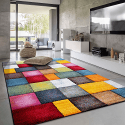 🌈 Paco Home Teppich 160x230 cm Bunt - Moderne 3D Optik Kariert Geometrische Muster