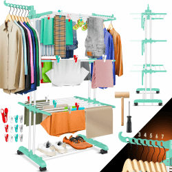 👚🌞 KESSER® Wäscheständer-Turm mit Rädern - Platzsparender Wäschetrockner für Innen & Außen
