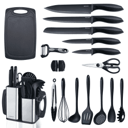 🔪🍳 RAXCO Küchenmessersets Mit block,18 Teiligs Küchenutensilien 🎁