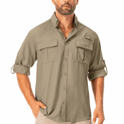 🌞 Asfixiado UV Shirt Herren - Safari UPF50+ UV Schutz Wanderhemd Langarm