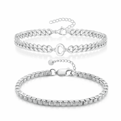 🎁 APMGONT Armband Herren mit Buchstaben, Herren Armband Edelstahl Armbänder Panzerkette, 2 Stücke Silber Herrenarmbänder A-Z