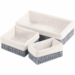 🌟 OUTBROS Aufbewahrungskorb Geflochten, 3er Pack Papierseil-Grau 🌿🧼🏠