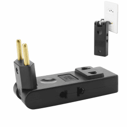 🔌 Powice 4 in 1 US to EU Adapter Schwarz mit 1 USB und 1 Typ-C Schwarz