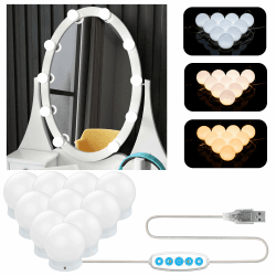 🌟 Aourow Spiegelleuchte LED Schminklicht Hollywood-Stil mit 10 Dimmbaren Glühbirnen 🌟