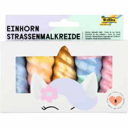 🦄 Folia 380509 - Einhorn Straßenmalkreide für Kinder, 5 Stück in Regenbogenfarben 🌈