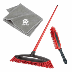 🐾 Vileda Pet Pro Komplettset: Box mit Always Clean Besen, elektrostatischer Polsterbürste und Mikrofaser Handtuch XL 🐶