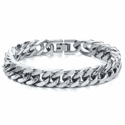 Silber Panzerkette Männer Armband - Hochwertiges Edelstahl Cuban Gliederarmband