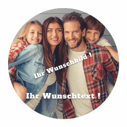 Personalisierter Tortenaufleger mit eigenem Bild & Wunschtext