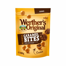 Werther’s Original Blissful Caramel Bites Cookie - Knackiger Schokokeks umhüllt von sanft-cremigem Werther’s Karamell - 1 x 140g