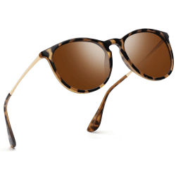 🕶️ Kunchu Sonnenbrille-Damen-Polarisierte-Sonnenbrille-Rund-UV400-im-Retro-Stil für Damen & Herren Schutz Vintage 1-Leopardentee