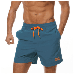 Ougelebo Badehose Herren mit Reißverschlusstasche Badeshorts Schnelltrocknend L Pfauenblau 🩳🌊