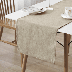 🌿 Decomira Tischläufer wasserabweisend Leinen-Optik | Fleckschutz, abwaschbar | Als Garten-Tischdecke Outdoor für Esstisch | Natur Beige - 40x140 cm 🌿