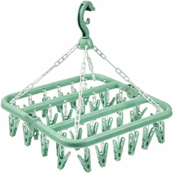 🌞 Alladaga Wäscheständer mit 32 Clips und Abtropfgestell zum Aufhängen (hellgrün) 🧦👙