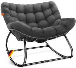 KESSER® Schaukelstuhl für drinnen & draußen XXL Chillexer Anthrazit 🌿 | Ergonomischer Relaxsessel mit Rutschfesten Füßen