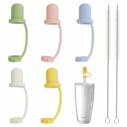 5 Stück Strohhalm Abdeckung Cute Set mit Reinigungsbürste 🥤