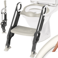 🚽👶 KIDIZ® Kinder Toilettensitz Toilettentrainer mit Treppe und Griffe Faltbar Kindertoilette WC Sitz Töpfchentrainer Lerntöpfchen 🚽👶