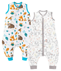 Chilsuessy 2er Pack Baby Schlafsack Sommer mit Füßen 0.5 Tog 100% Baumwolle Kinder Sommerschlafsack für Jungen und Mädchen 😊🌳