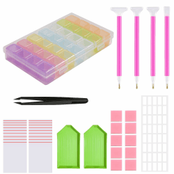 🌟 UESDU Diamond Painting Aufbewahrungsbox Set 🎨 28 Grids Perlenbox DIY 5D Diamont Painting Zubehör Boxen mit Stift Sortierboxen für Nail Art