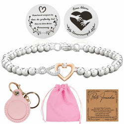 NVGVUP Beste Freundin Geschenke 🎁 - Umarmung Glücksbringer, Unendlichkeit Herz Armband, Glücksmünze
