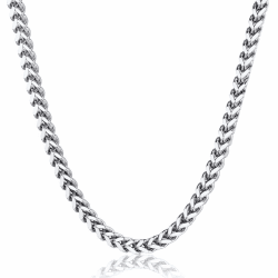 LOCCY Silber Herren Panzerkette Halskette, 3/4/5/6mm breit Edelstahl Franco Kette Gliederkette Silberkette Hip-Hop Kette Halskette