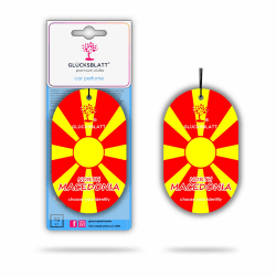 GLÜCKSBLATT premium Autoduft Autoparfüm Flagge NORDMAZEDONIEN 🇲🇰 - ENERGY - Rot und Gelb