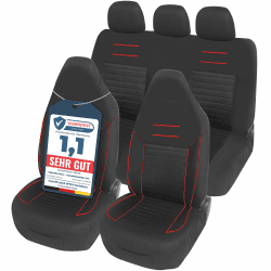 Upgrade4cars Autositzbezüge Set für Pilotensitze | Autositzbezug Komplettset in Rot | Autoschonbezüge Universal mit integrierter Kopfstütze | Autozubehör Innenraum Deko Komplett Set - Pilotensitze Red Line