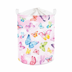 🌸 Clastyle 45L Groß Rosa verträumte Schmetterling Kinder Wäschekorb mit Deckel 🌺