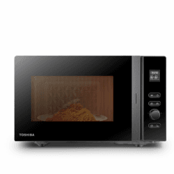 Toshiba MV-AM20T(BK) Mikrowelle/Solo-Mikrowelle/ 20 L/ 800 W/ 5 Leistungsstufen/ 12 Automatikprogramme/Emaille Innenraum/einfach zu reinigen/Auftaufunktion/Glasdrehteller (24,5 cm) /Schwarz 20L Solo Digital 🌟🍽️