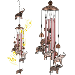 Windspiele Für Draußen - Elefanten Gedenk Windspie Für Gartendekoration Wohnzimmer Schlafzimmer Fenster Gartendekoration Zuhause Hausgarten Metallrohr Glockenverzierung Windspie (Rot) 0015 🐘