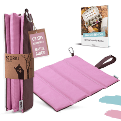 BJORKI® Sitzkissen Kinder - Faltbares Outdoor Sitzkissen 🏕️ Pastell Rosa